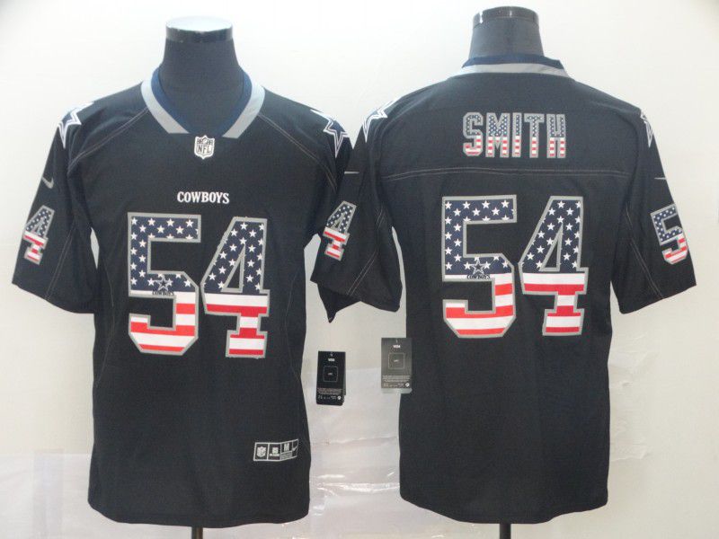 Men Dallas Cowboys #54 Smith Nike USA Flag Fashion Black Color Rush Limited NFL Jersey
